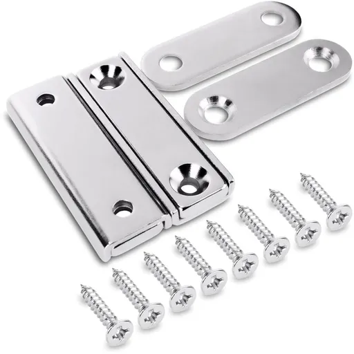 2 pcs Rectangular Neodymium Magnets With Hole 40X13.8X5Mm, 15Kg Force + 2 Steel Washers + 8 Screws Included
