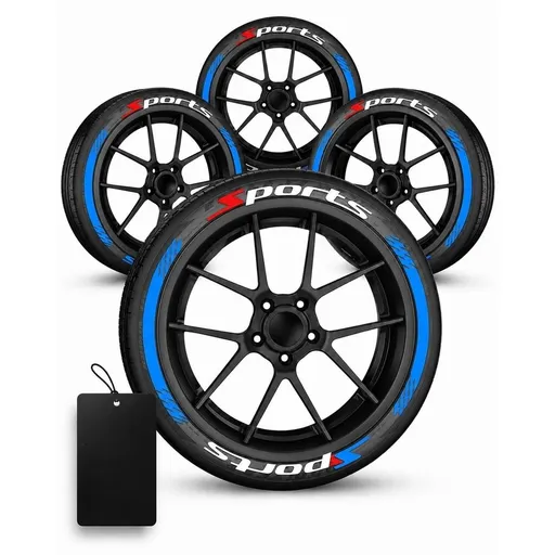 4PCS 2D Car Tire Waterproof Universal Stickers Wheel Decals Motorcycle Auto Exterior Accessories, Raised Sport Lettering Set for SUV Sedan Truck Rim Decor Aufkleber