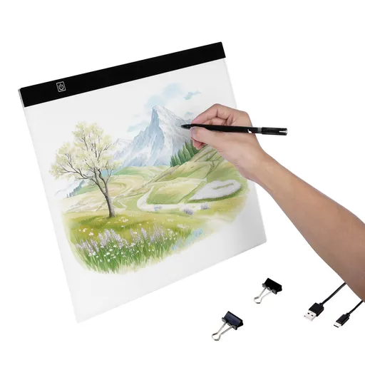Light Board, B4 LED Light Pad Ultra-Thin Portable Light Box, USB Powered Light Table for Art Tracing, Light Box for Diamond Painting, Animation, Sketching, Drawing, Stenciling, Artists (Black)