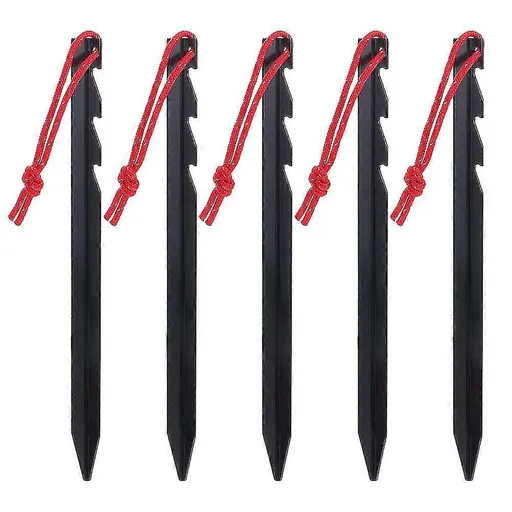 5pcs Aluminum Tent Stakes 18cm Lightweight Ground Pegs for Camping Hiking Outdoor - Black