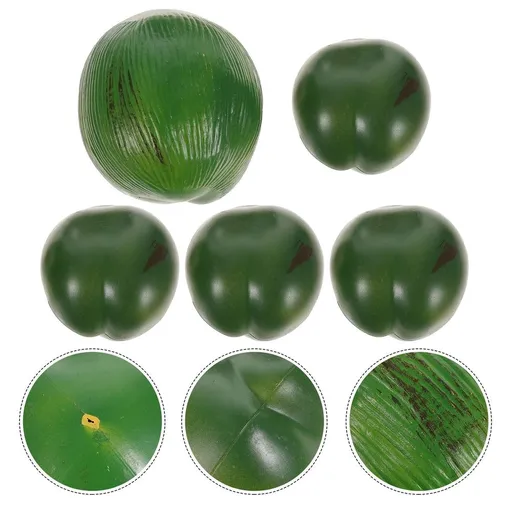 Set of 5 Plastic Coconut Ornaments for Tropical Party Decor, Luau Theme, Beach and Event Decorations