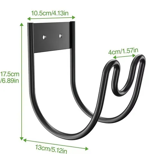 Black Metal Garden Hose Holder - Wall Mounted Water Hose Holder - Hose Hanger Heavy Duty for Water Hose Extension Cords Vacuum Hose (1 Pack)