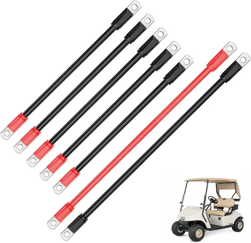 Golf Cart Battery Cables Set, 4 Guage for EZGO TXT/Medalist 1994-Up 36V 48V Models, Pure Copper Wire Kit 36V/48V - set of 7