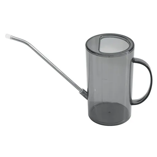 1L Gray Long Spout Watering Can with Shower Head - Clear Plastic Indoor Plant Waterer for Succulents, Balcony Garden, Precise Watering Tool