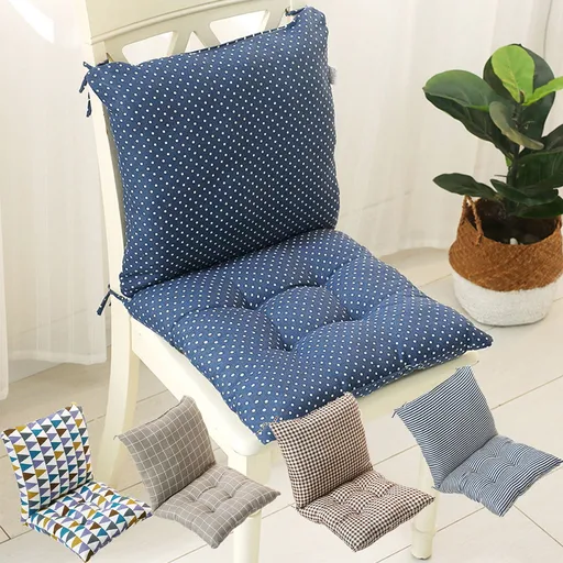 High Back Chair Cushions with Ties, 15.7" Indoor Outdoor Rocking Patio Chair Cushions, Non-skid No-Slip Onepiece Dining Chair Pad for Kitchen Dining Room Living Room Blue