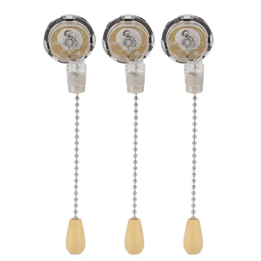 3Pcs Ceiling Fan Lamp Switch Rustproof Replacement Ceiling Light Pull Chain Switch 250V 125V Chrome
