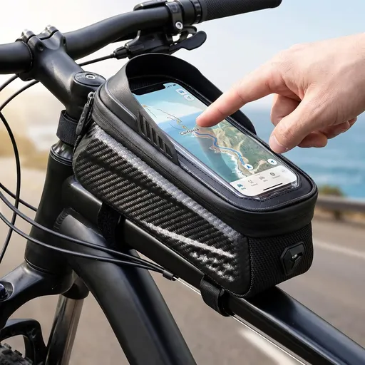 Water-Resistant with Rain Cover, Adjustable Silicone Strap - Fits Phones Under 7", for E-bike Mountain Road Cycling