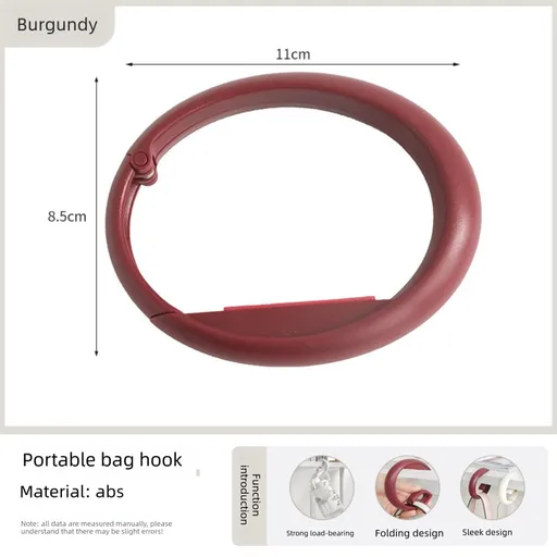 2 PCS Portable Purse Bag Hook Hanger Table Edge Holder Burgundy Foldable Non-Slip Clip for School Desk Office & Cafe