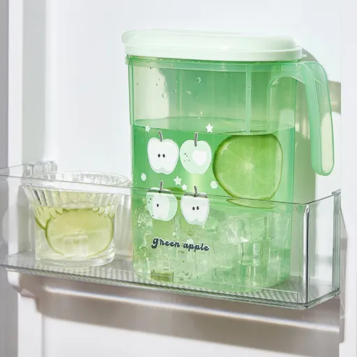 Water Pitcher with Lid, 2 L Plastic Pitcher for Tea & Juice Water, Hot/Cold Water Jug, Tea Pitcher, Juice Pitcher, 13.5 x 7.2 x 4.7 Inch Z-9-Green