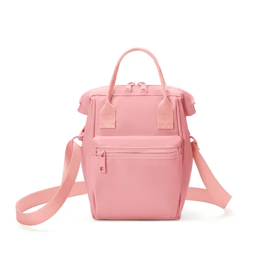 Pink Mini Waterproof Oxford Backpack - Lightweight 263g Travel Crossbody Bag with Adjustable Straps