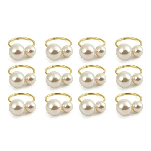 12pcs Napkin Ring Washable Decorative Exquisite Metal Napkin Ring Buckle for Wedding Party Banquet Christmas Dinner