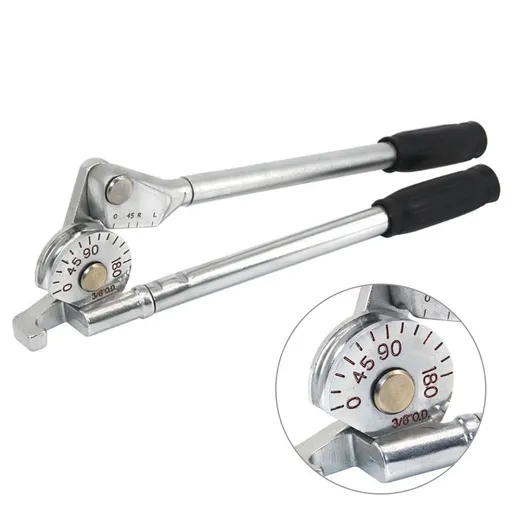 Manual Tube Bender Tool with Dual Long Handles and Angle Scale for Copper Aluminum Thin Steel and Stainless Steel Pipe Bending in HVAC Plumbing and DIY Projects (3/8" Tube Bender(Imperial))