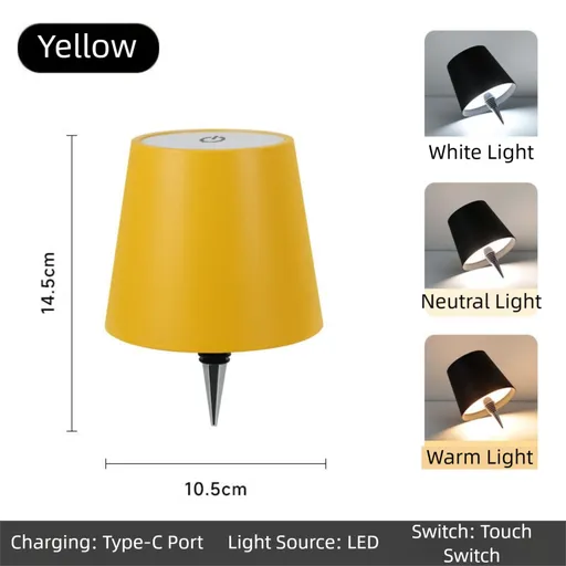 Yellow Cordless Tri-Color Wine Bottle LED Lamp
