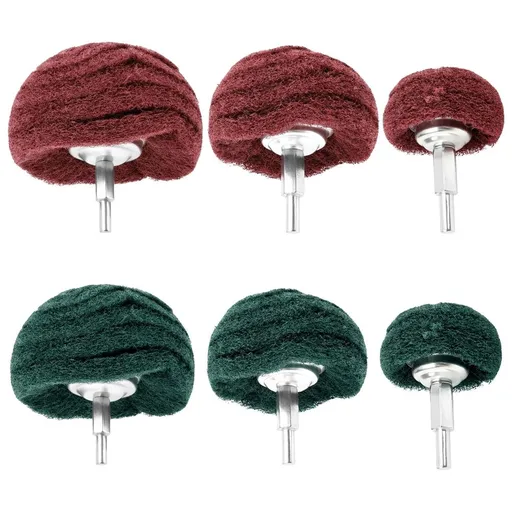 6Pcs Abrasive Buffing Grinding Wheel Set, Non Woven Flexible Abrasive, Ideal for Wet and Dry Use, for Metal Plastic Wood