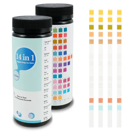 14 IN 1 Drinking Water Test Kit,Water Test Strips,For Aquarium, Pool, Spa, Well & Tap Water,High Sensitivity Test Strips Detect PH,Chlorine, Lead, Iron, Copper, Nitrate(100PCS)
