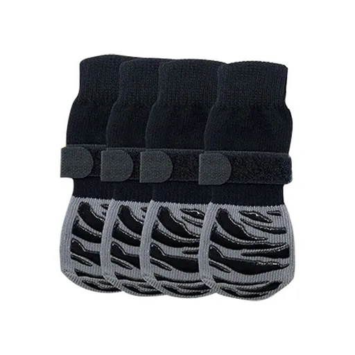 Dog Shoes Non Slip Indoor Outdoor Cotton Black tiger claw-double-sided glue dispensing [opp bag] Xl super large 8.6*20cm [recommended 20-30kg] [pack of four]