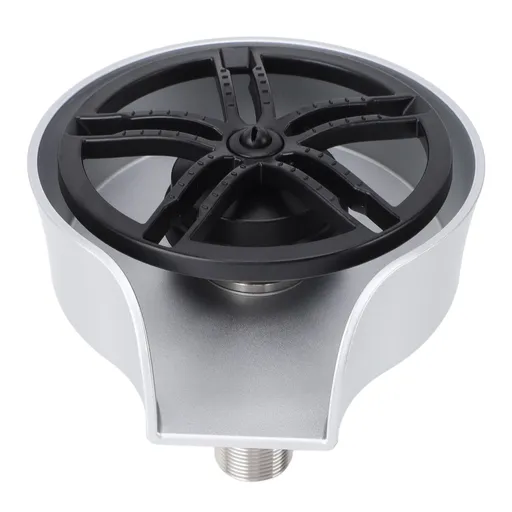 Sink Glass Rinser G1/2 Male Thread Automatic Rotation Cup Washer with Pull Out Spray Head for Kitchen Milk Tea Shop Silver Basin US Type 9/16 Hose