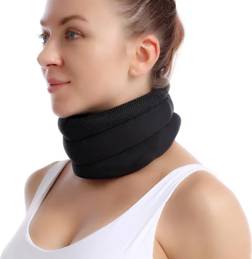 1 Piece Black Soft Neck Brace for Cervical Support and Posture Correction