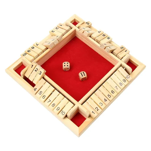 Wooden Shut The Box Game, 10-Number Dice Game for 2-4 Players, for Parties and Friends Gatherings, Classic Tabletop Board Game