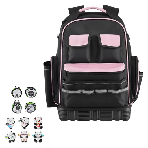 Tool Backpack, 56 Pockets, Heavy-duty Tools Storage Organizer Work Bags with Laptop Compartment & Molded Base, Electrician Jobsite Backpack for Electrician, Repairman, and HVAC Techs