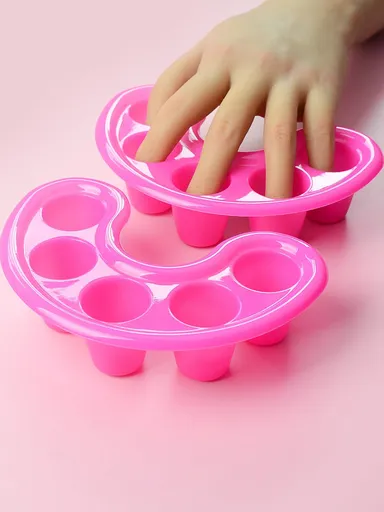 2pcs Nail Soak Bowl Manicure Tray Acrylic Nail Art Tools Salon Supplies For Soaking Fingertips Press On Nails Pedicure Spa Kit Pink