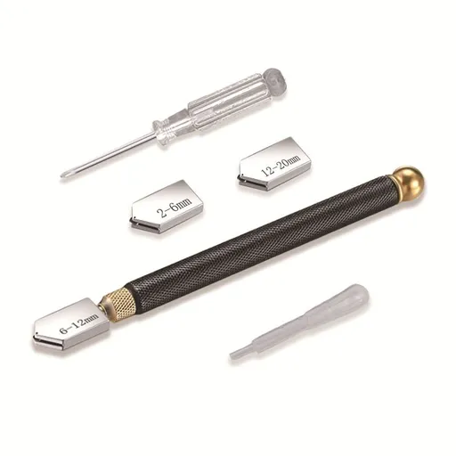 Glass Cutter Tool Mirror Mosaic Cutting, Glass Cutting Tool with Aotomatic Oil Feed and Replaceable 3 Carbide Cutting Heads