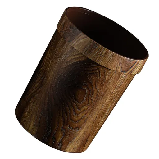 Wooden Trash Can Open Top Garbage Bucket Retro Rubbish Bin Container Waste Paper Basket Litter Bucket for Kitchen Office