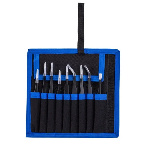 9 PCS Precision Tweezers Set, Upgraded Anti-Static Stainless Steel of Tweezers, for Electronics, Soldering, Laboratory Work