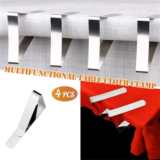 Stainless Steel Tablecloth Clips 12 Pack Triangular Windproof Table Cloth Clamps for Outdoor Picnic Dining Buffets Wedding Parties and Home Kitchen Patio Table Use 6PC