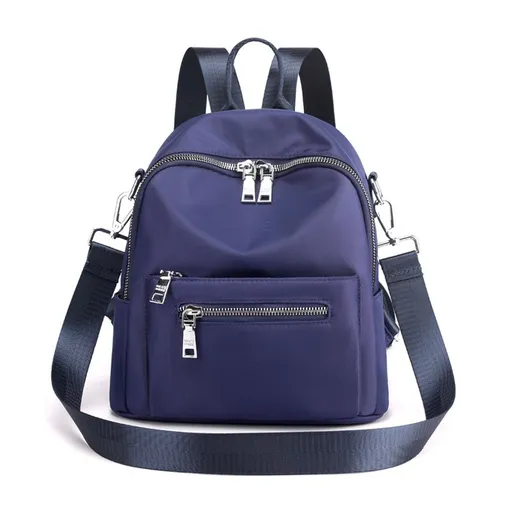 Mini Backpack Nylon Water-Resistant Small Backpack Purse for Women Adjustable Straps Blue