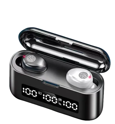 Wireless Earphones - Memory Pairing Noise Cancelling - In-ear Sports Earphones for Phone - Black White