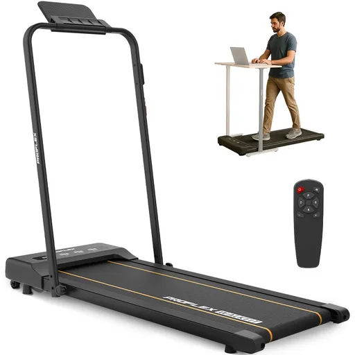 PROFLEX Electric Walking Pad Under Desk Treadmill, Remote Control, Compact Foldable Size, Tablet Holder, LCD Display, Walk or Light Jog