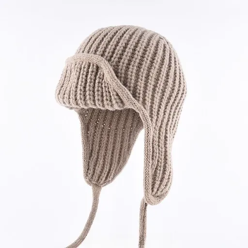 Women Plain Aviator Hat with Earflaps Khaki