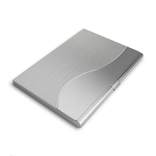 Slim Stainless Steel Card Case \"Wave\" - Silver Silver Silver