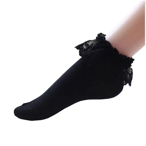 House Of Dasein Ruffled Princess Socks - Black
