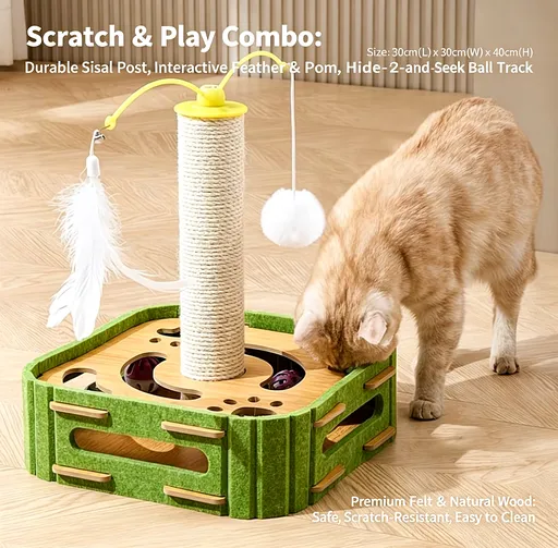 Square Cat Interactive Puzzle Toy with Balls Style A