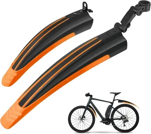 Adjustable PVC Front and Rear Bike Mudguard Set for Mountain, Road and Touring Bicycles with 20-26 Inch Wheels,Orange