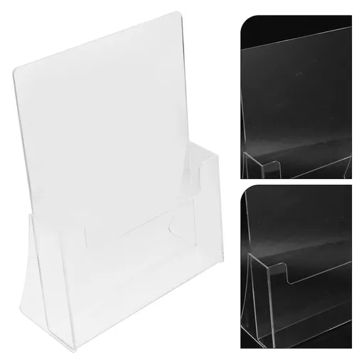 Transparent Acrylic Brochure Display Stand, Space-Saving Desk Organizer for Home, Office, Compatible with Desk and Shelf Use