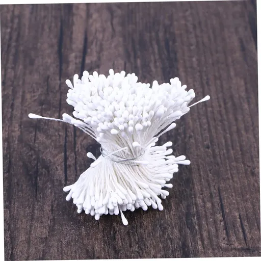Flower Stamens 1 Bundles of 280-300 Stems Pearl Stamens for Scrapbooking Pistil Cake Decoration Craft DIY, 2.17-Inch, White