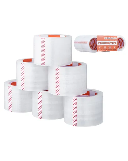 Clear Packing Tape 6 Rolls 65 Yards Heavy Duty Clear Packing Tapes 2.7 Mil