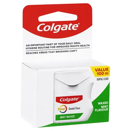 Colgate Total Dental Floss Mint Waxed Plaque Removal - 100m