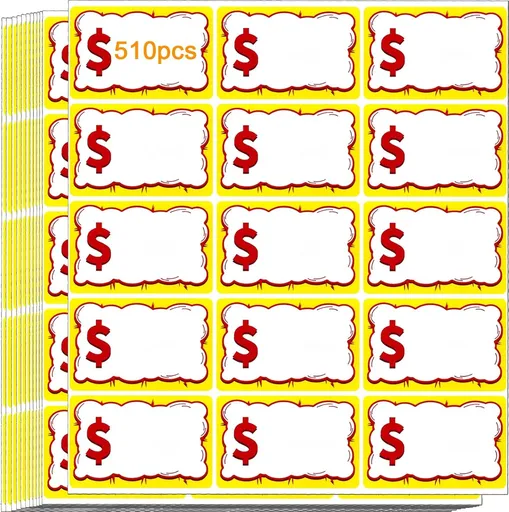 510 PCS Removable Garage Sale Price Stickers, 3"x2" Price stickers or Yard Sales, lea Markets, County airs & Retail Use, Pricemarker Labels, Colours Round Price Tags
