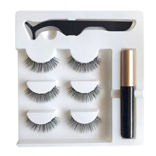 Magnetic False Eyelashes Natural Eye Lashes Extension Liquid Eyeliner Tweezer - Model 14