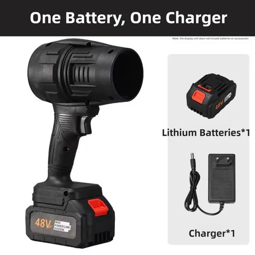 Black Ultra-High Power Cordless Turbine Air Blower With Lithium Battery & Australian Plug Kit - 30,000 RPM High Velocity and Lightweight Operation for Leaf Blowing, Snow Removal & Multi-Use