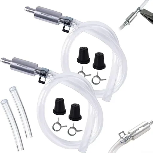 Brake Bleed Tool Set with Check Valve and Metal Hose Clamps Compatible with Vehicle Hydraulic Brake Systems Silver