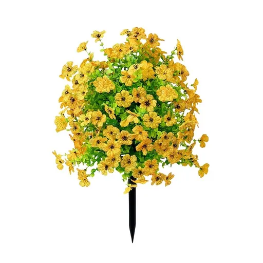 Faux Flower Topiary Balls with Ground Stakes, 22 Inch UV Resistant Realistic Fake Greenery Bushes Artificial Outdoor Plants, Waterproof Fade Resistant, Porch Garden Yard Decor (Yellow)