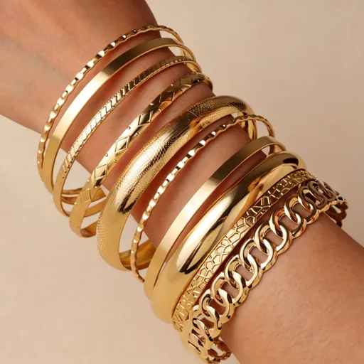 Vintage Irregular Bracelet Set Women Layered Bangle Set Minimalist Hand Jewelry 5998201 Popular Christmas Holiday Gift