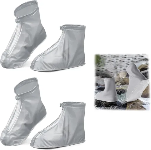 overshoes, waterproof, 4 reusable bike overshoes, anti-slip reinforcement with zip closure, can be worn anywhere, rain protection for shoes when cycling