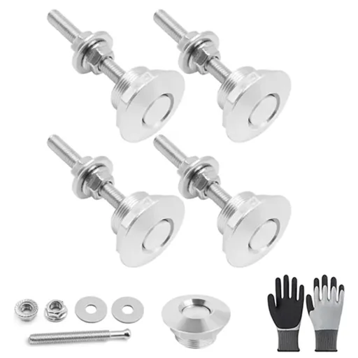 Aluminum Quick Release Fasteners, Quick Release Aluminum Latches - 4PCS Rust-Proof Flush Mount Quick Releases Lock for Car Hood Bumper DIY (Silver)