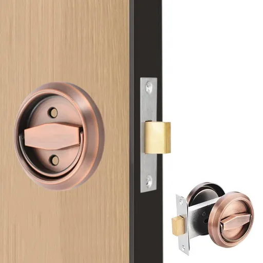 Hidden Door Lock Invisible Latch Double Sided Privacy Lock for Bedroom Bathroom Stainless Steel - Red Bronze